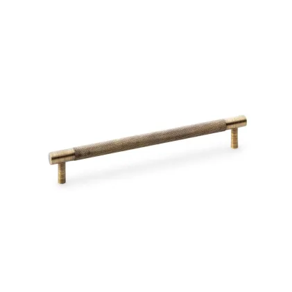 192mm Alexander and Wilks Brunel Knurled T-Bar Cupboard Pull Handle - Antique Brass