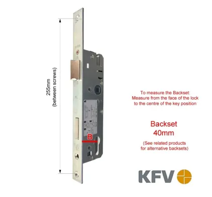 40mm Backset KFV Euro Profile Mortice Sashlock 92mm Centres - 280mm Faceplate