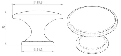 38mm Oxford Cabinet door knob - Gun Metal
