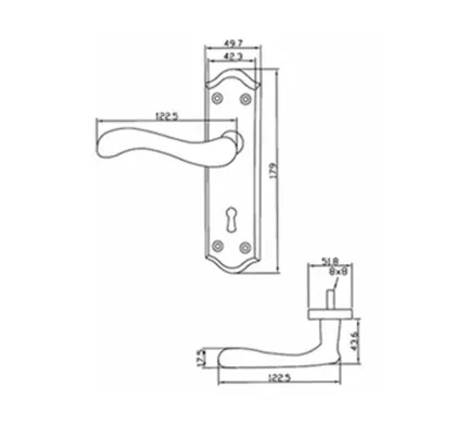 Valletta Lever on plate Door Handles Mahogany - Lock