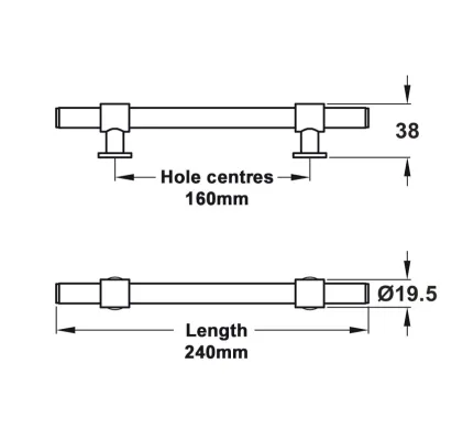 Harlington Premium Knurled Cabinet Handle 160mm - Polished Nickel