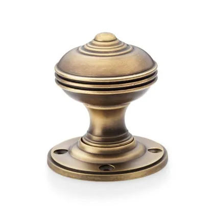 Alexander and Wilks Romeo Mortice Door Knob - Antique Brass