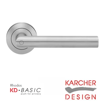 KD BASIC - Rhodos Lever on Rose Door Handles - Karcher Satin Stainless Steel