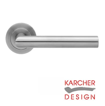 Rhodos Lever on Rose Door Handles - Karcher Satin Stainless Steel