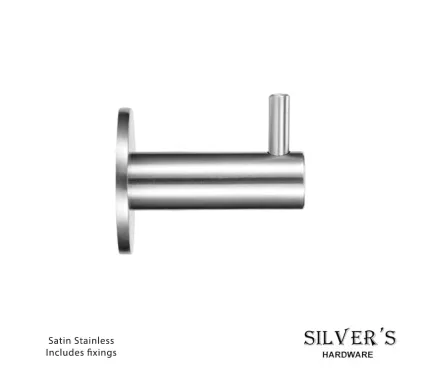 Wall Mounted Hook with Rose - Satin Stainless Steel
