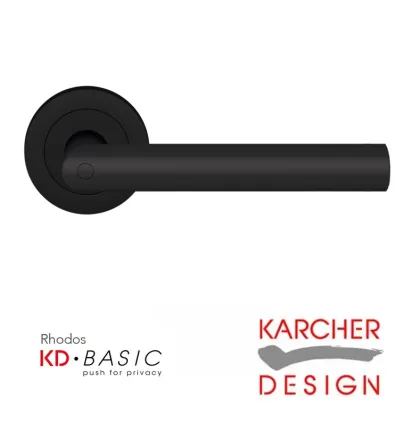 KD BASIC - Rhodos Lever on Rose Door Handles - Karcher Cosmos Black