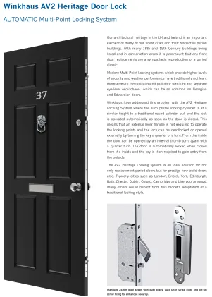 WINKHAUS AV2 Heritage Auto Locking Lever Operated Latch & Deadbolt 20mm Radius - 2 Hook