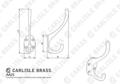 Carlisle Brass Victorian Hat & Coat Hook  Antique Brass