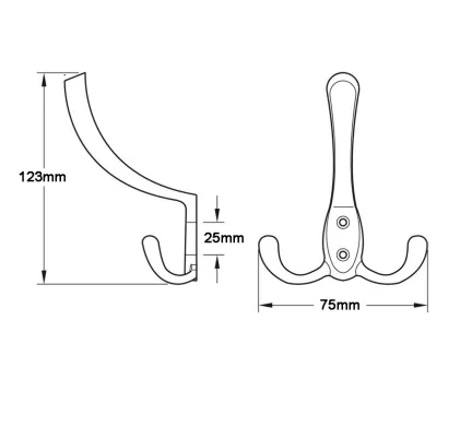 Triple Hat & Coat Hook - Polished Chrome